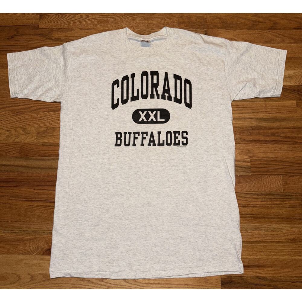 Vtg 90s Single Stitch OSFA Spell Out University of Colorado Buffaloes Shirt